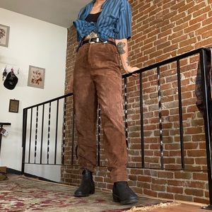 Brown leather pants